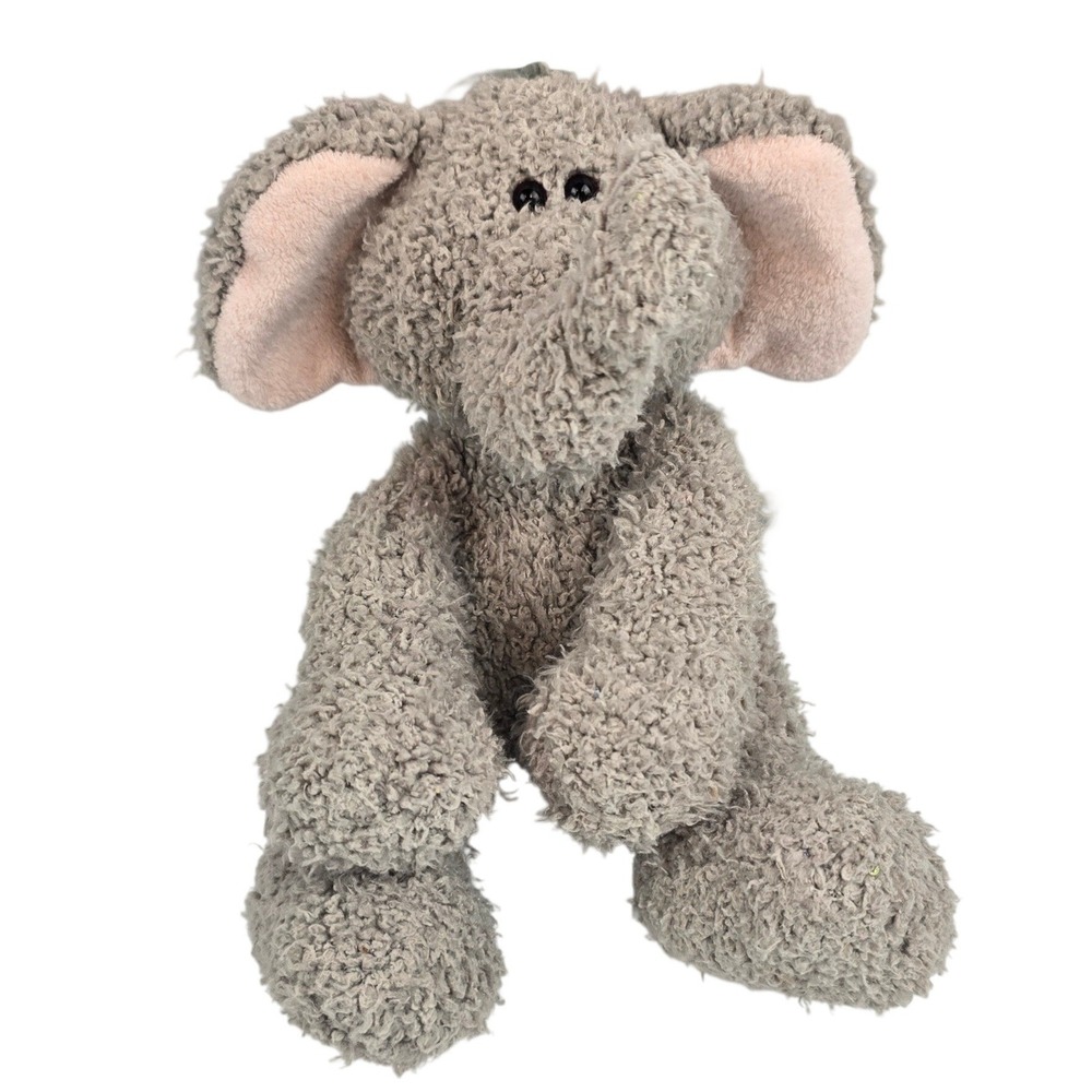 Gund Nolan Gray Elephant Plush Stuffed Animal Sherpa Fuzzy Beanbag 31077